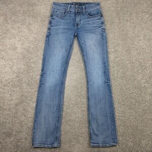 BKE Jeans Mens 29x34 Blue Aiden Slim Bootcut Western Faded Denim Pants Buckle